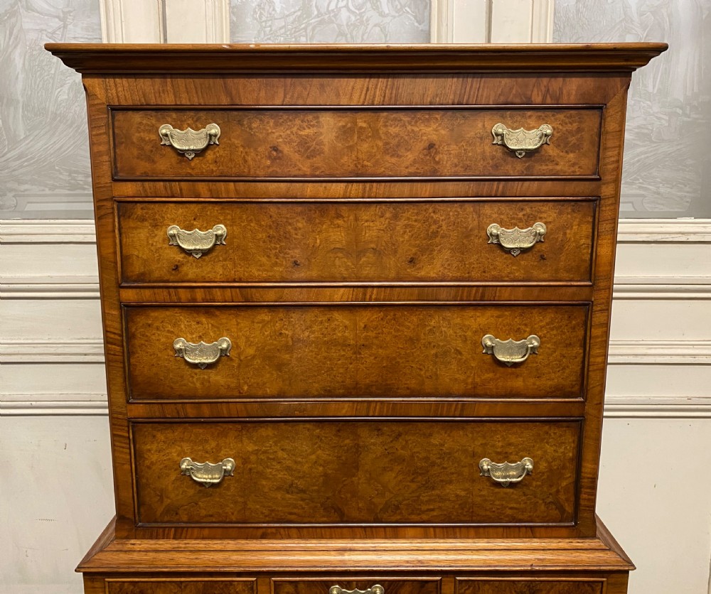 Burr Walnut Chest on Stand View II