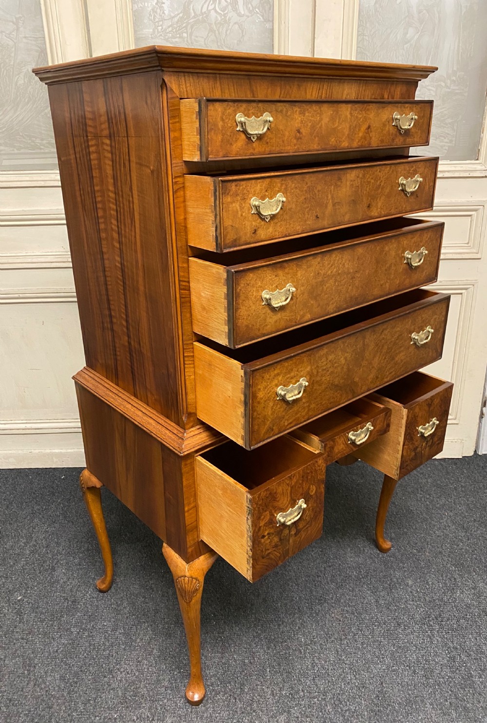 Burr Walnut Chest on Stand View IX