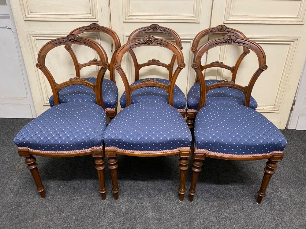 Set 6 Victorian Walnut Dining Chairs