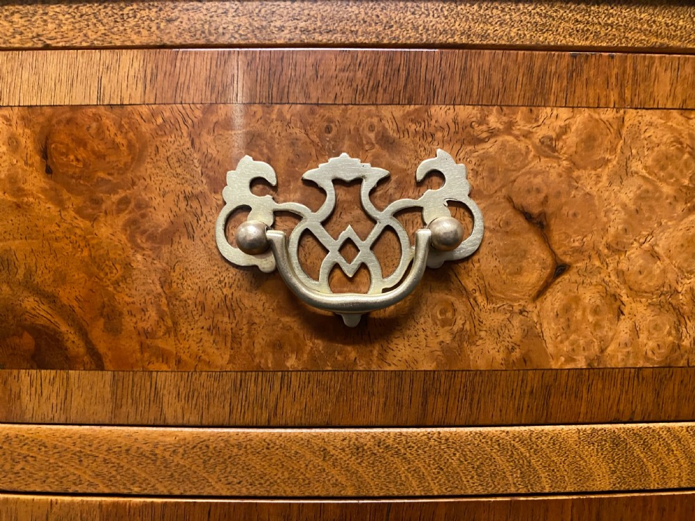Burr Walnut Bow Front Chest of Drawers View V