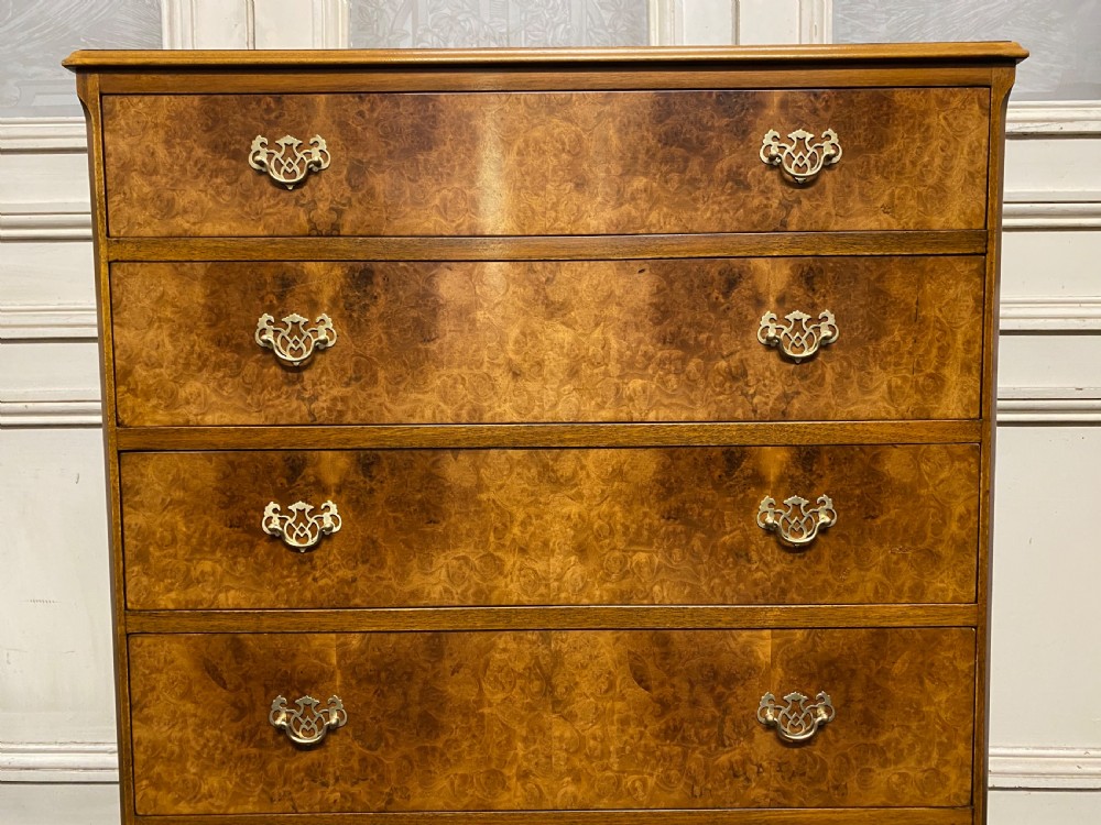 Burr Walnut 5 Drawer Chest View II