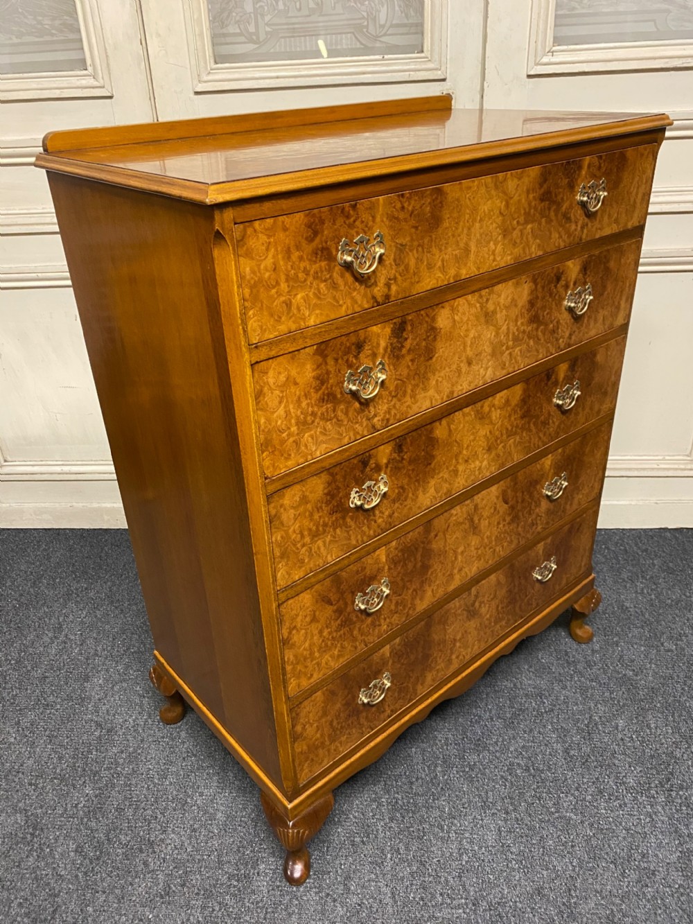 Burr Walnut 5 Drawer Chest View XII