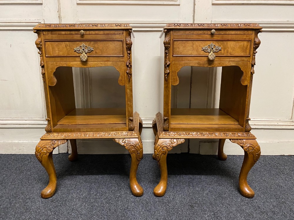 Pair Burr Walnut Bedside Cabinets View II