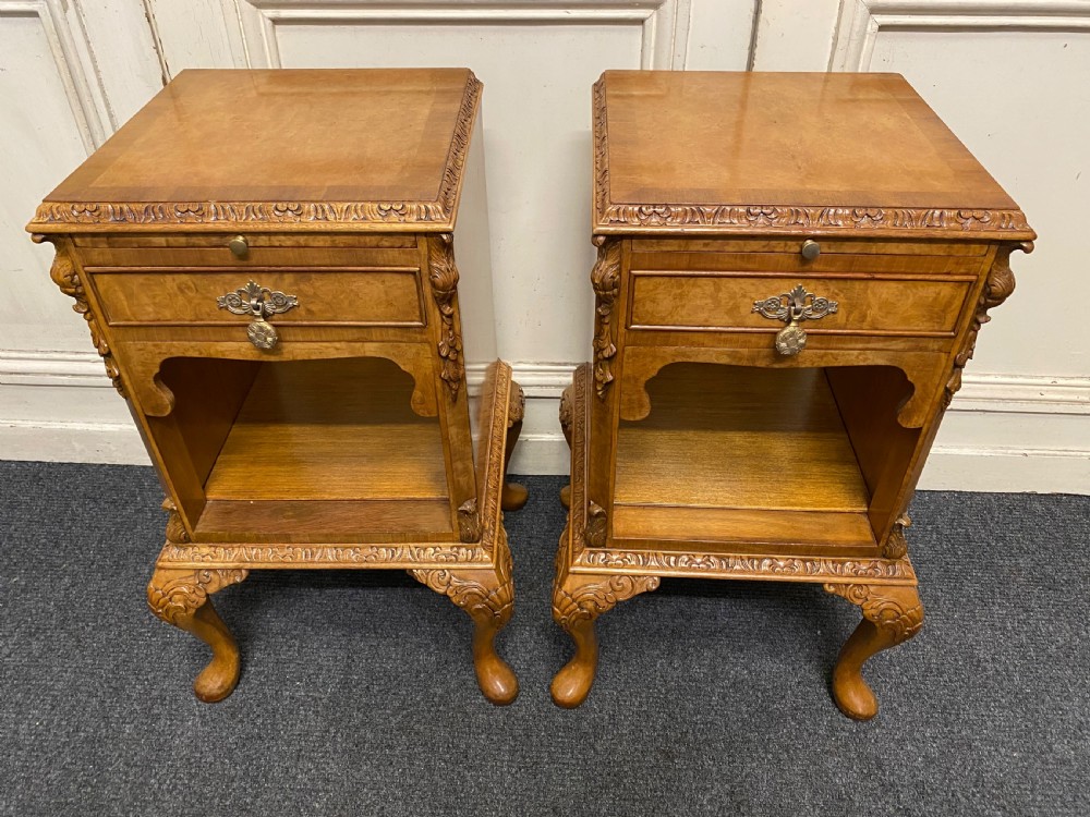 Pair Burr Walnut Bedside Cabinets View IV