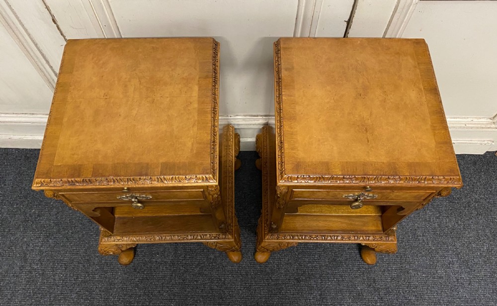Pair Burr Walnut Bedside Cabinets View V