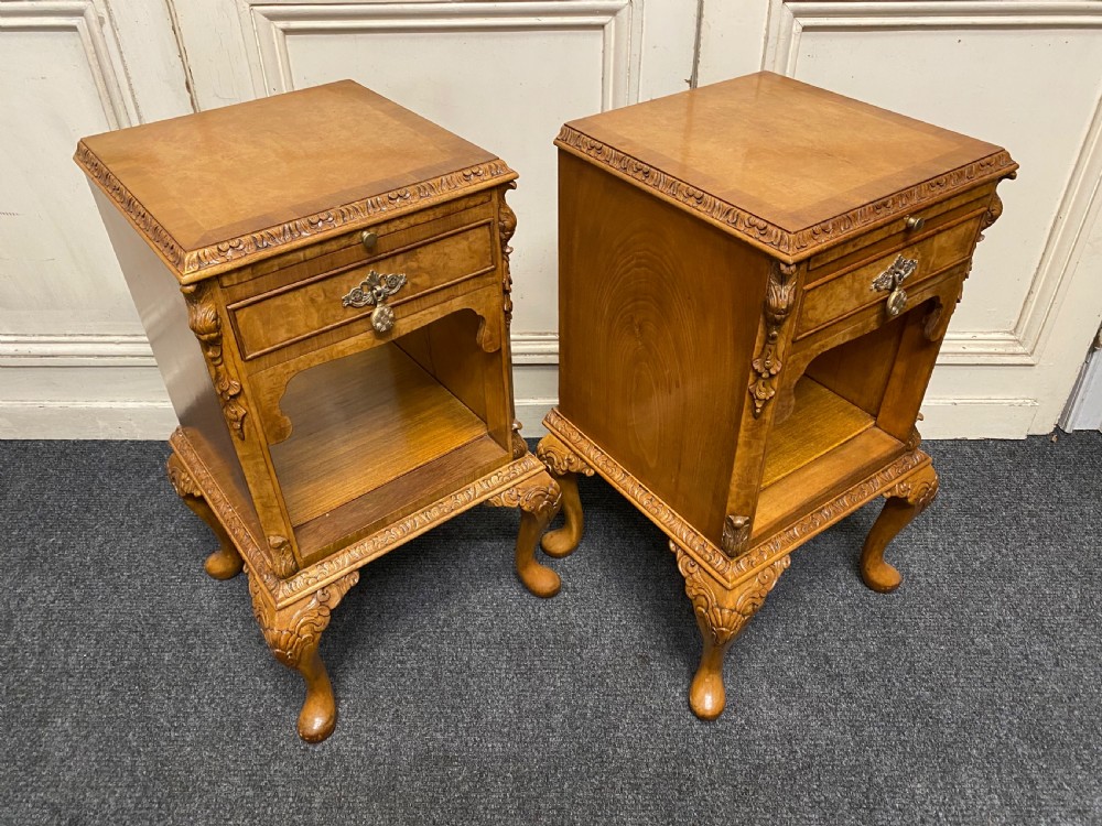 Pair Burr Walnut Bedside Cabinets View IX