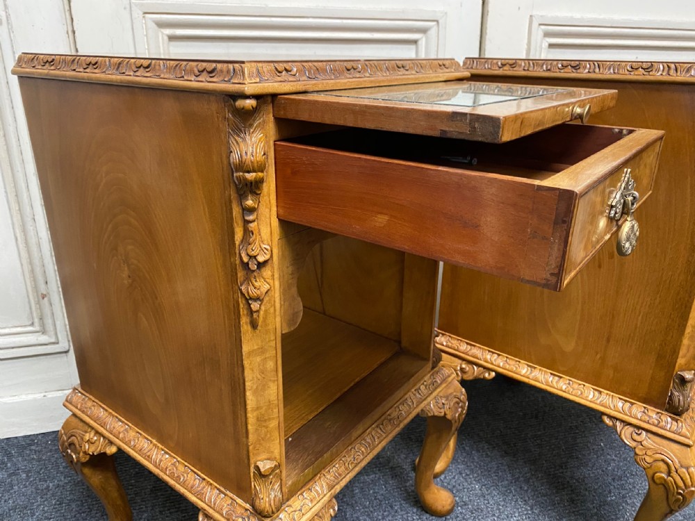 Pair Burr Walnut Bedside Cabinets View XIV