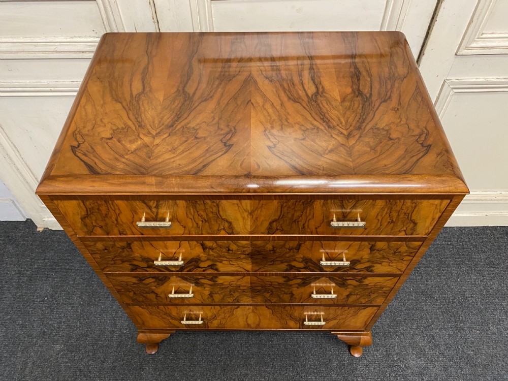 Quality Art Deco Burr Walnut Chest of Drawers View IV