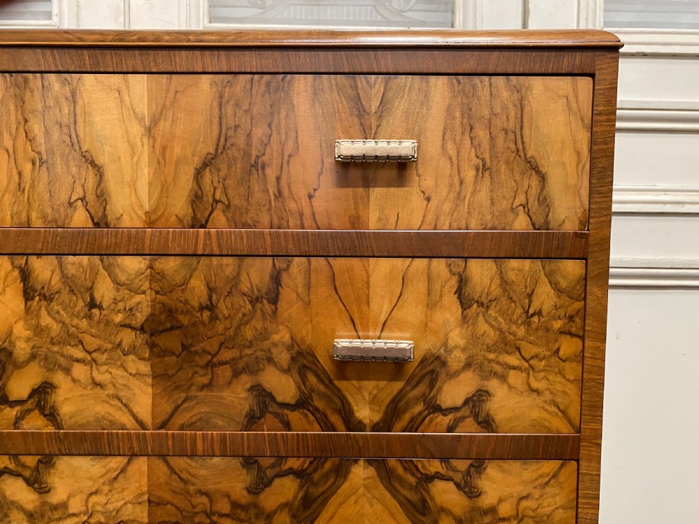 Quality Art Deco Burr Walnut Chest of Drawers View V