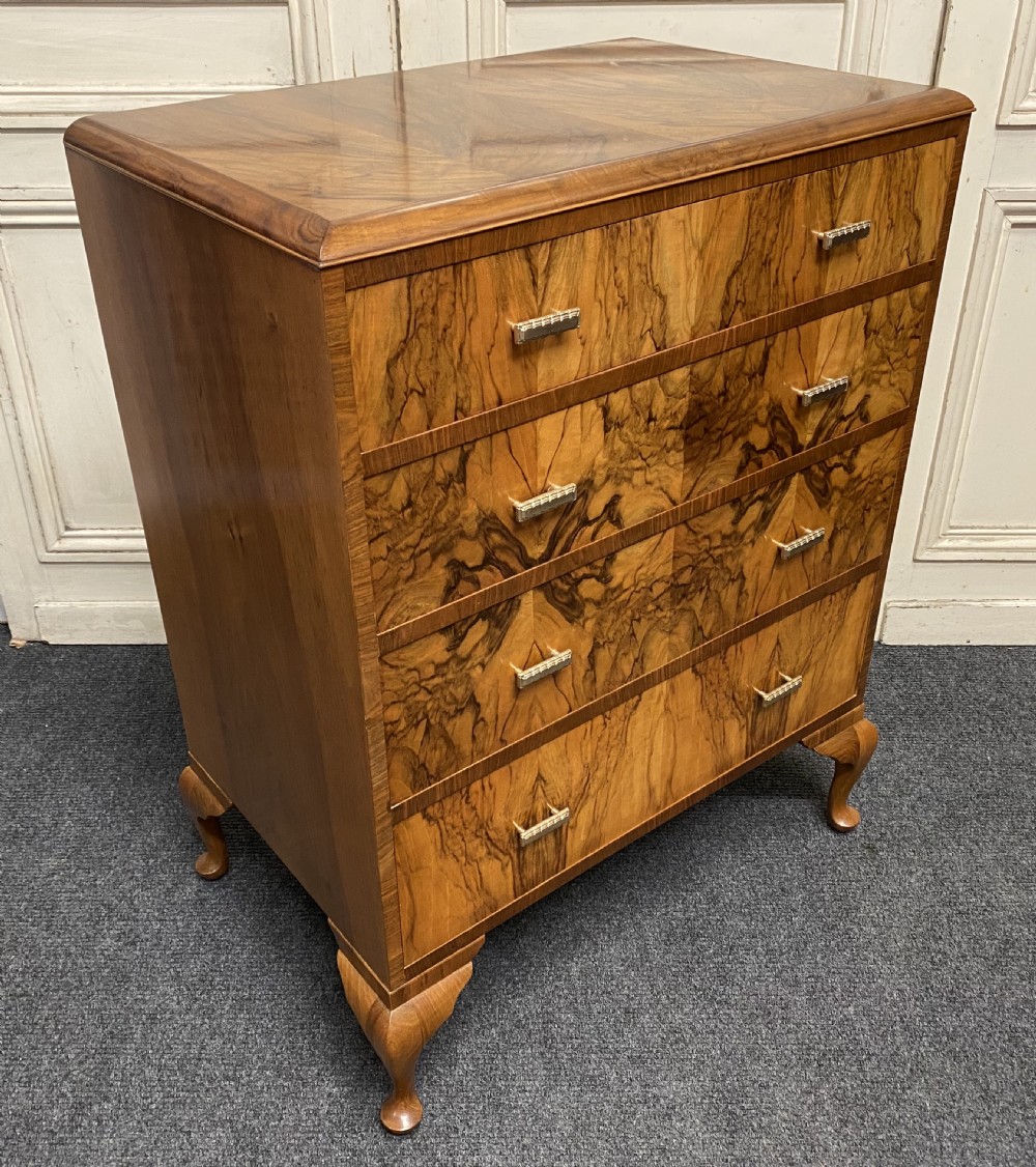 Quality Art Deco Burr Walnut Chest of Drawers View VI