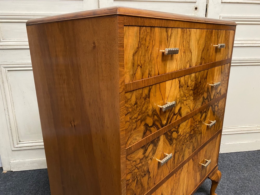 Quality Art Deco Burr Walnut Chest of Drawers View IX