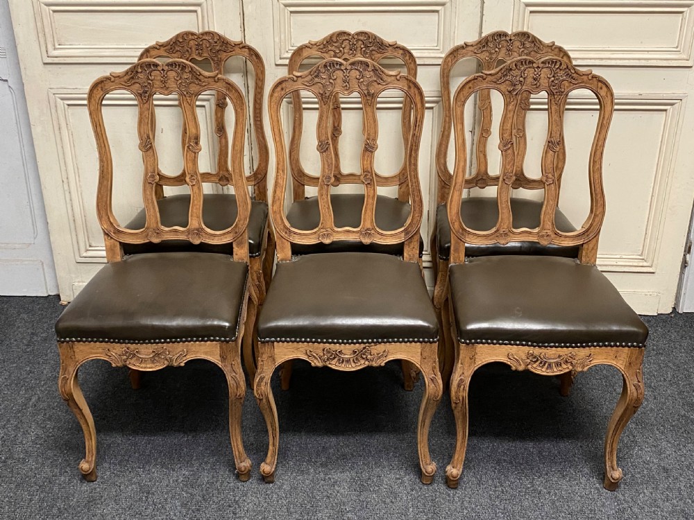 Set 6 French Oak Dining Chairs View II