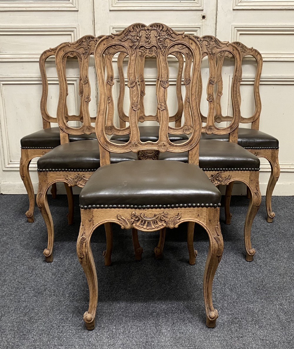 Set 6 French Oak Dining Chairs View V