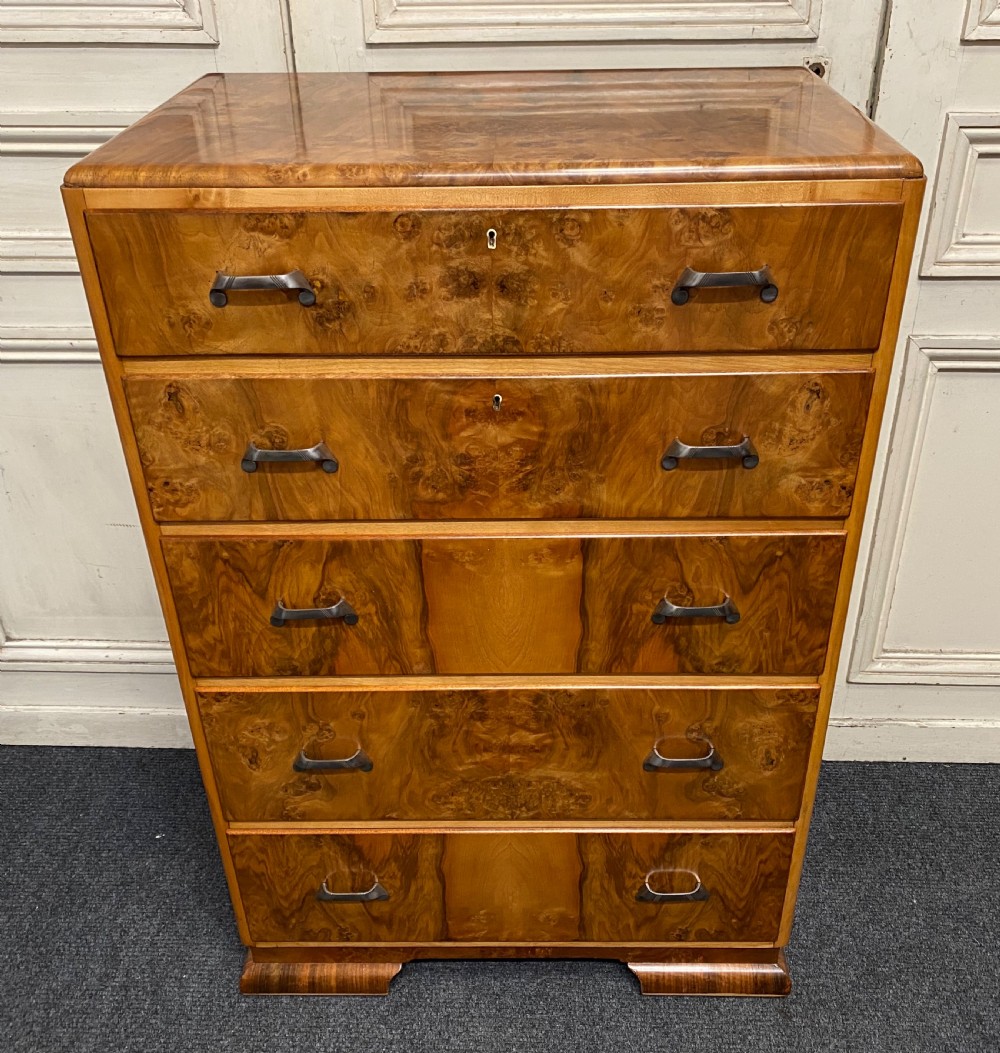 Art Deco Burr Walnut Chest of Drawers View II