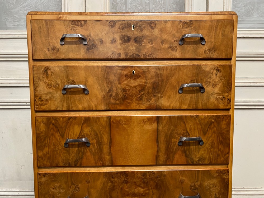 Art Deco Burr Walnut Chest of Drawers View IV