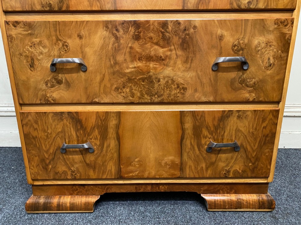 Art Deco Burr Walnut Chest of Drawers View V