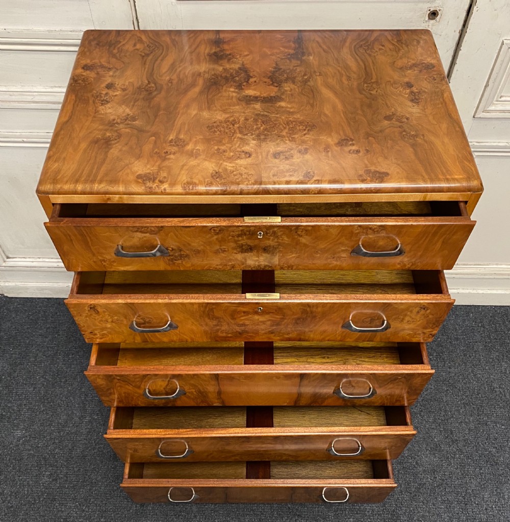 Art Deco Burr Walnut Chest of Drawers View VII