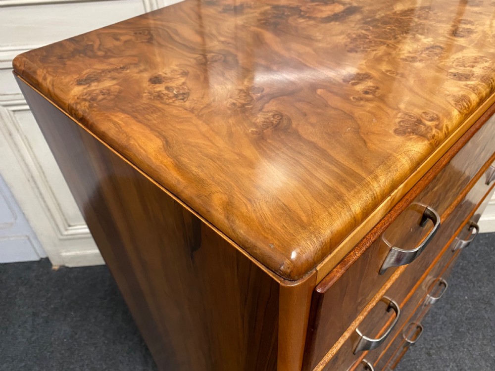 Art Deco Burr Walnut Chest of Drawers View VIII
