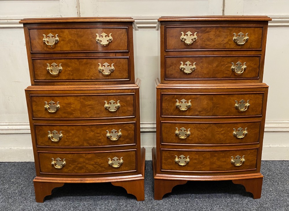 Pair Burr Walnut Bedside Chests