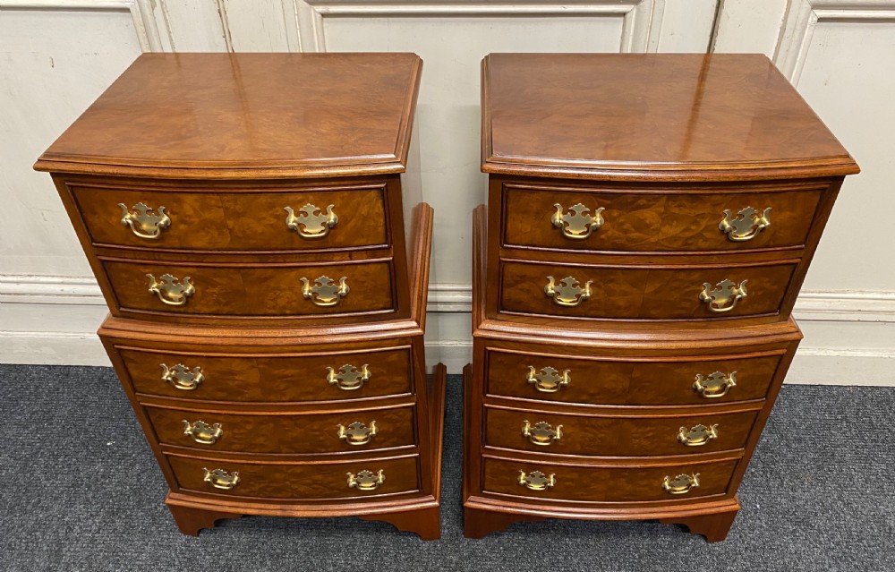 Pair Burr Walnut Bedside Chests View II