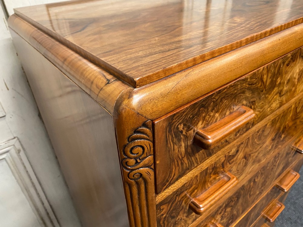 Burr Walnut Art Deco Chest of Drawers  View III