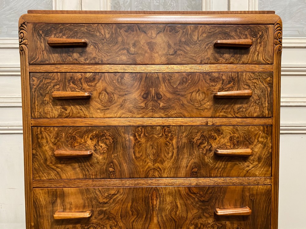 Burr Walnut Art Deco Chest of Drawers  View V