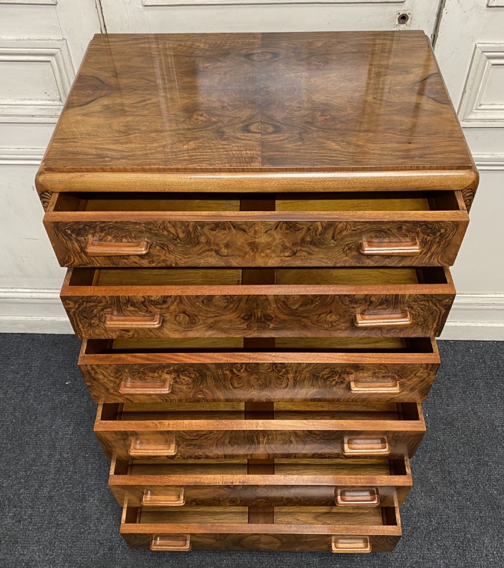 Burr Walnut Art Deco Chest of Drawers  View VI