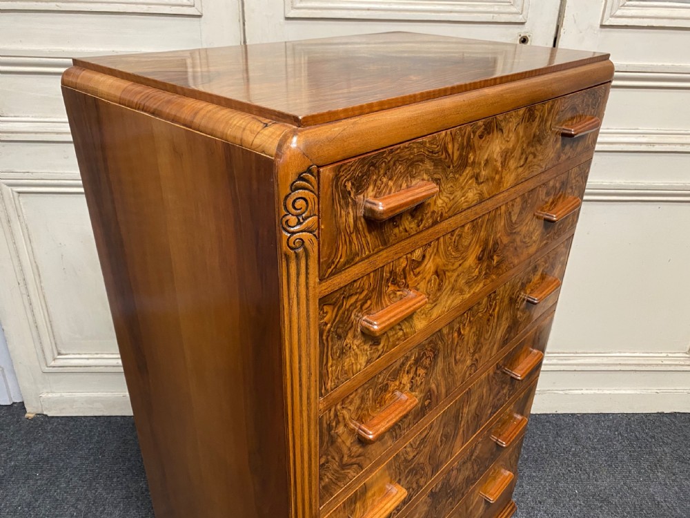 Burr Walnut Art Deco Chest of Drawers  View XI