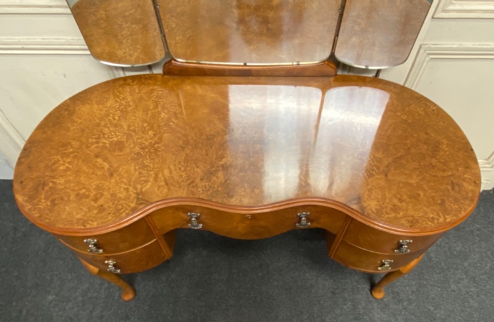 Burr Walnut Kidney Dressing Table View IV