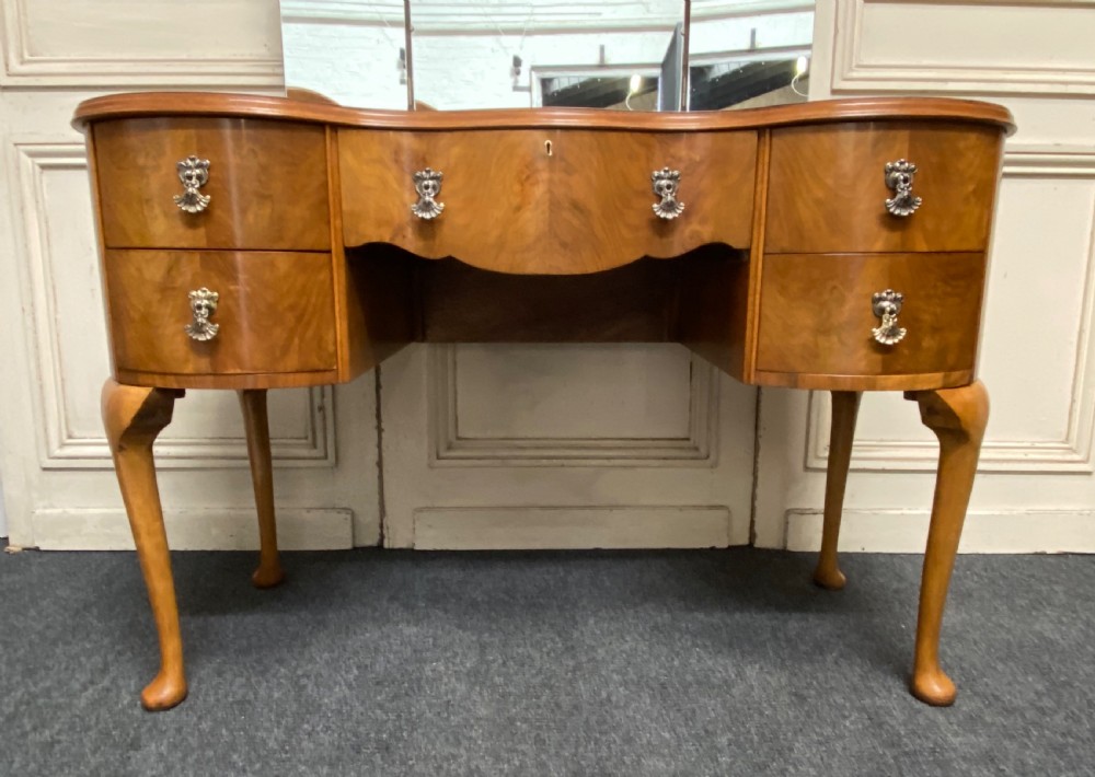 Burr Walnut Kidney Dressing Table View V
