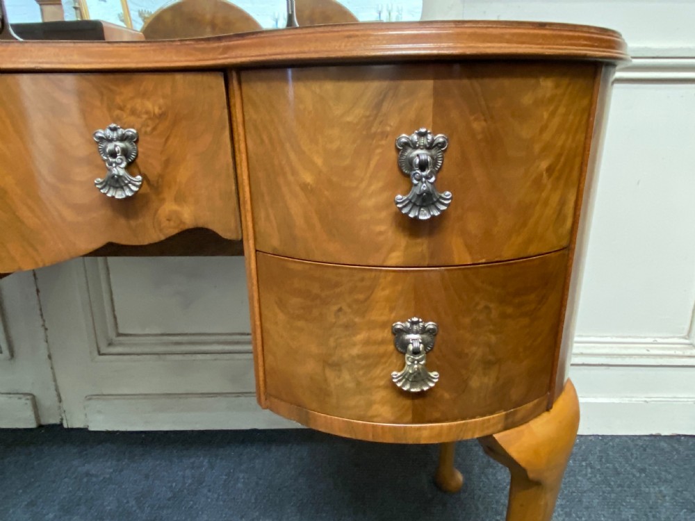 Burr Walnut Kidney Dressing Table View VII