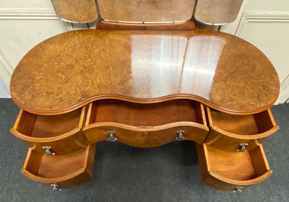 Burr Walnut Kidney Dressing Table View IX