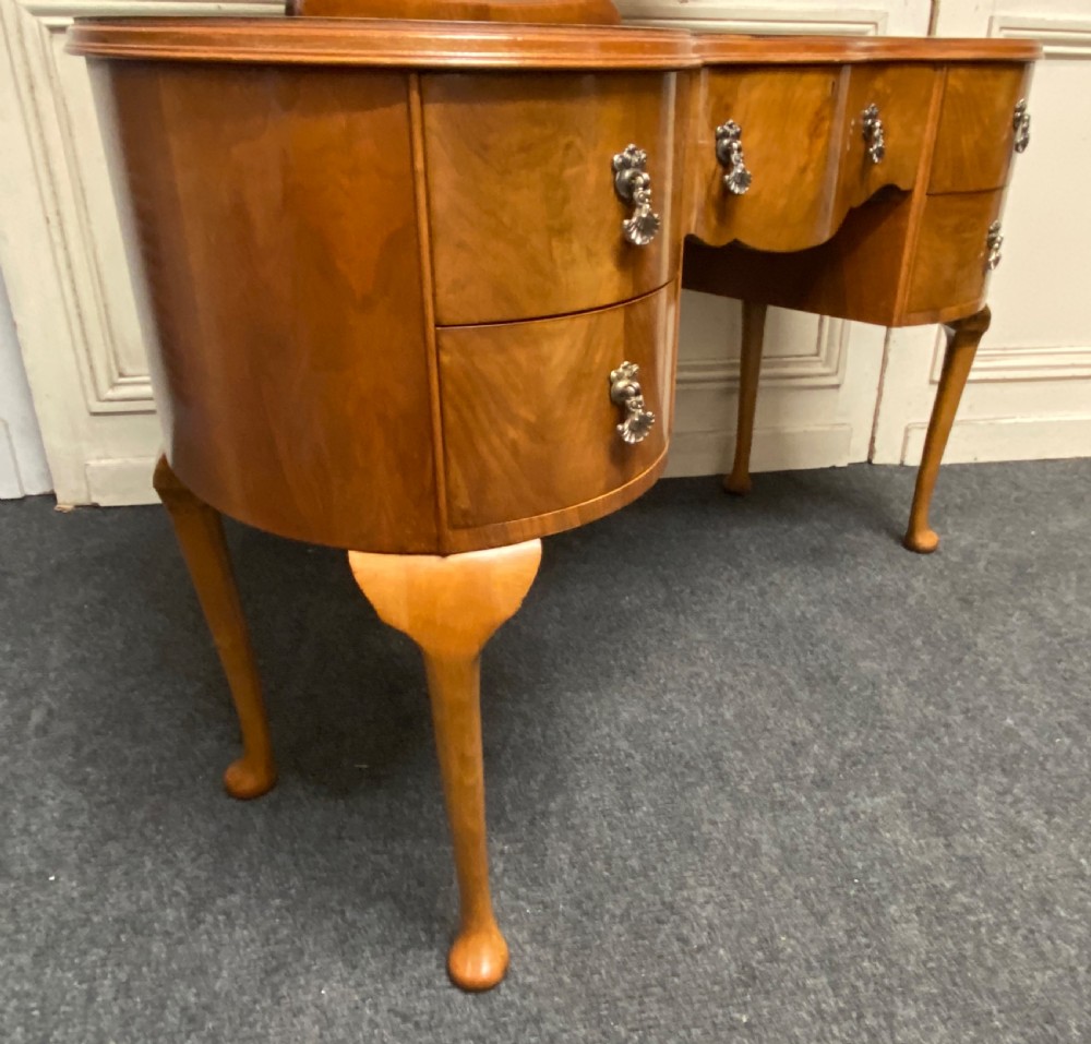 Burr Walnut Kidney Dressing Table View XI