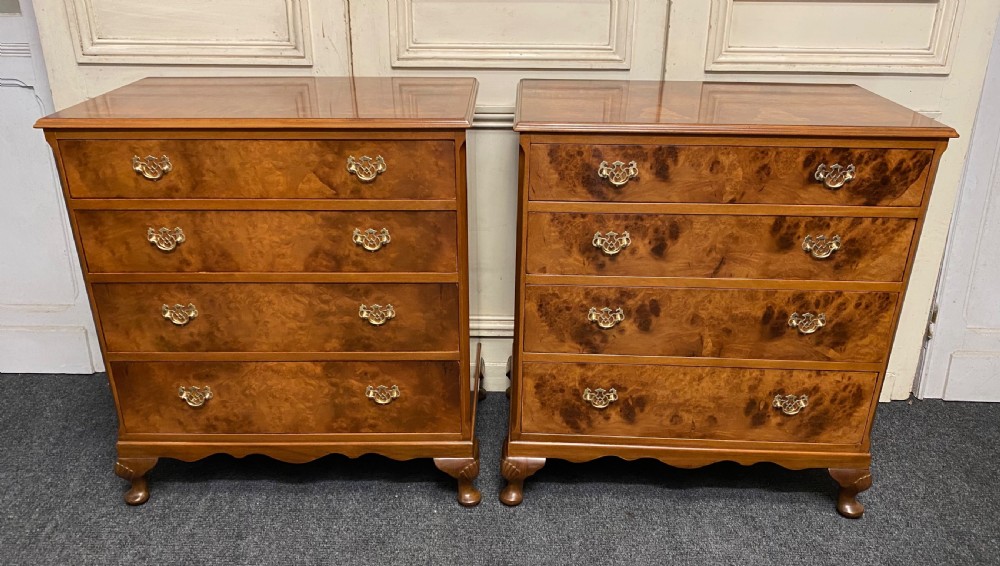Pair Burr Walnut Chest of Drawers