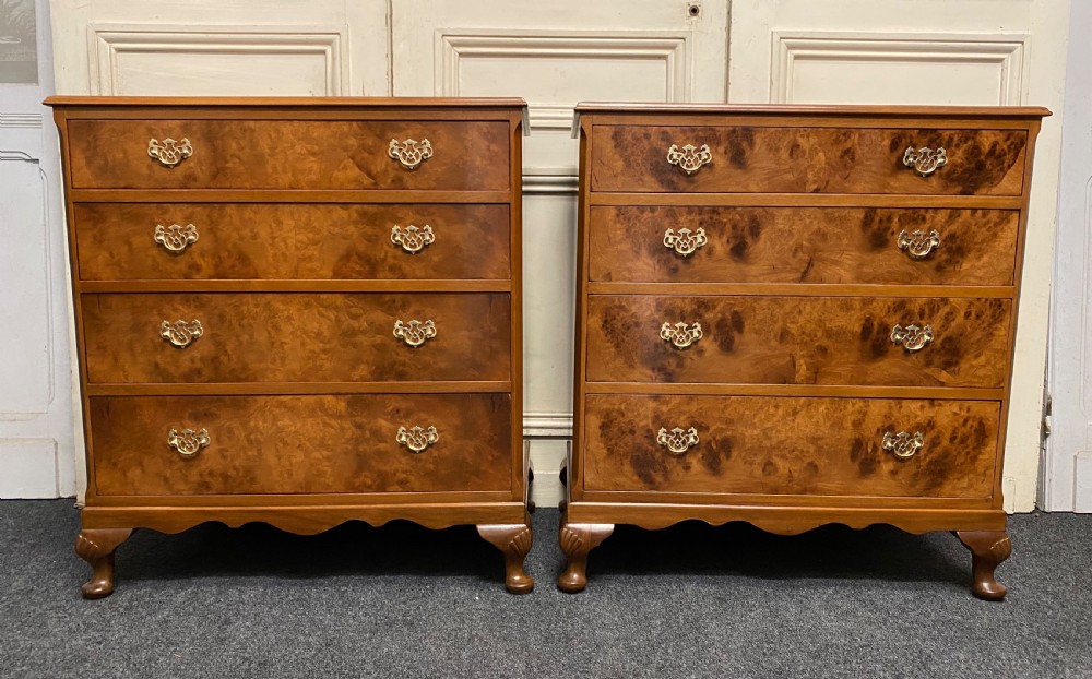 Pair Burr Walnut Chest of Drawers View II