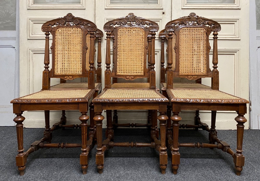 Set 6 French Oak Dining Chairs View II