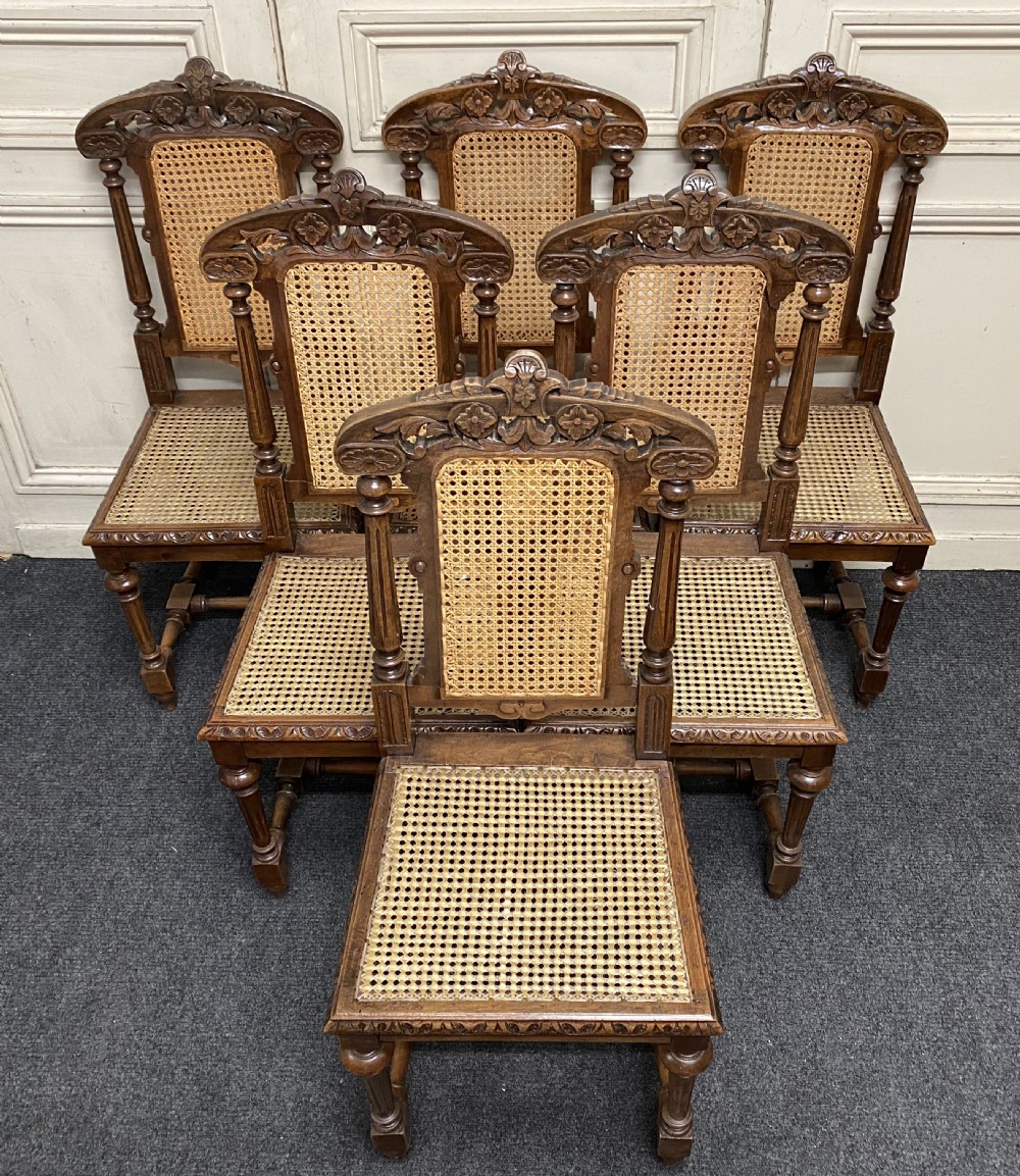 Set 6 French Oak Dining Chairs View V