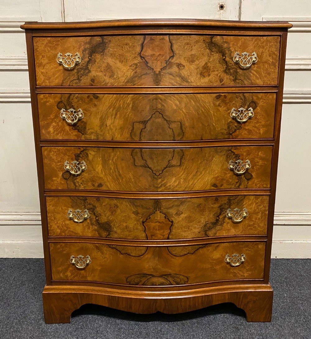 Burr Walnut 5 Drawer Chest