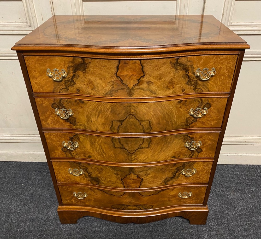 Burr Walnut 5 Drawer Chest View II