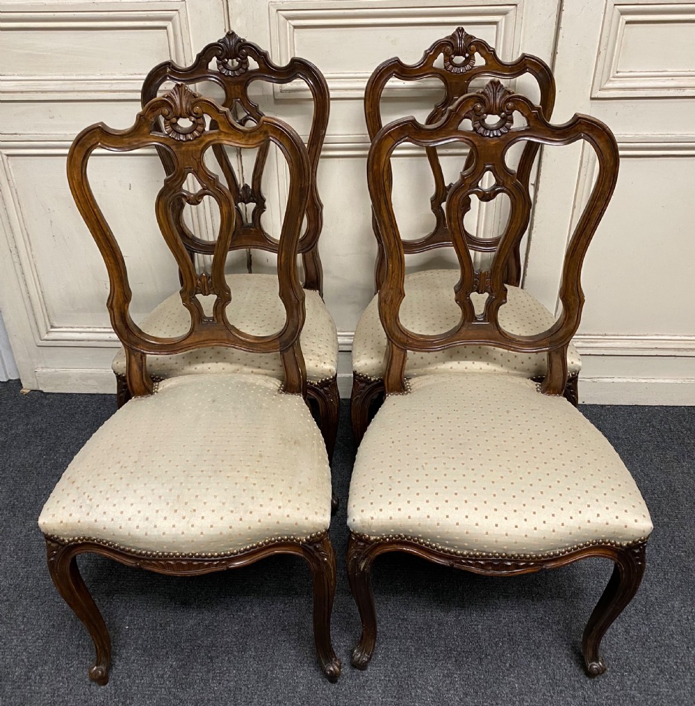 Set 4 French Walnut Dining Chairs