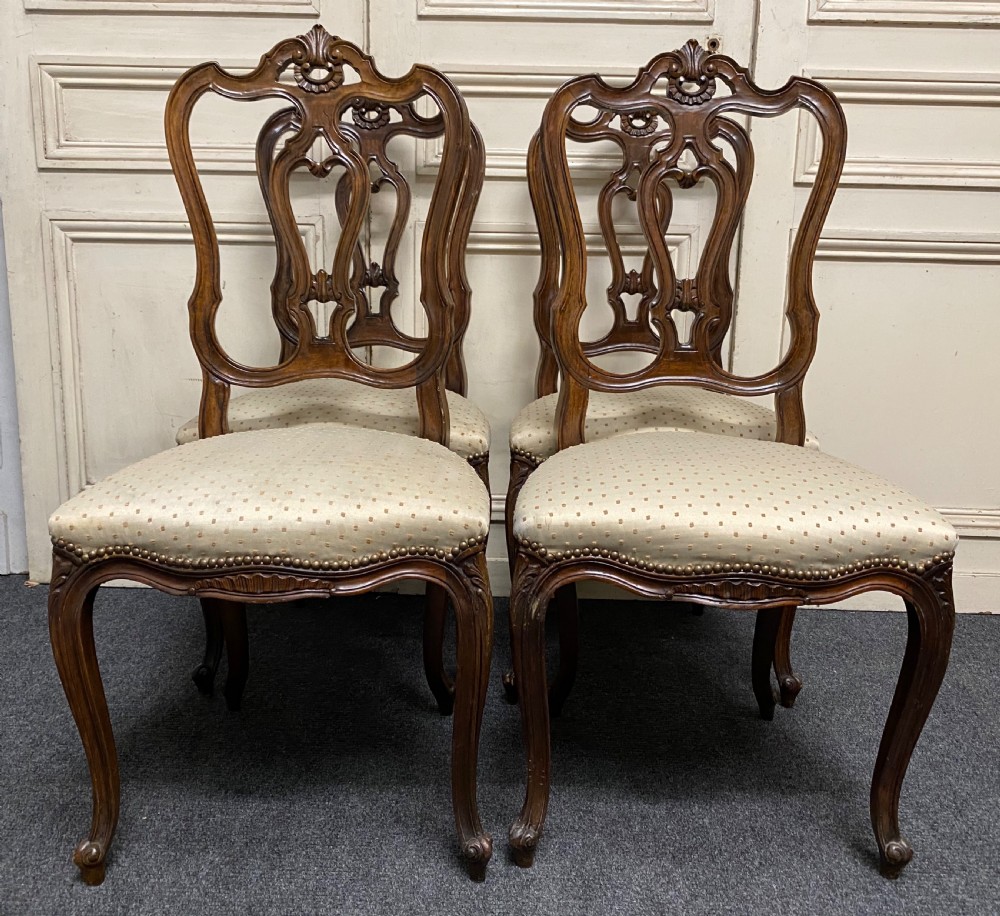 Set 4 French Walnut Dining Chairs View III