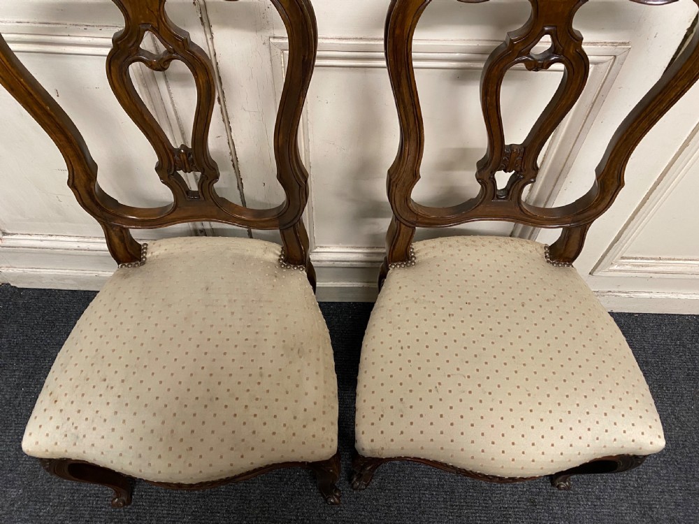 Set 4 French Walnut Dining Chairs View V