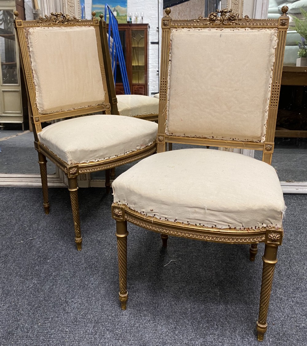 Pair French Gilt Wood Chairs