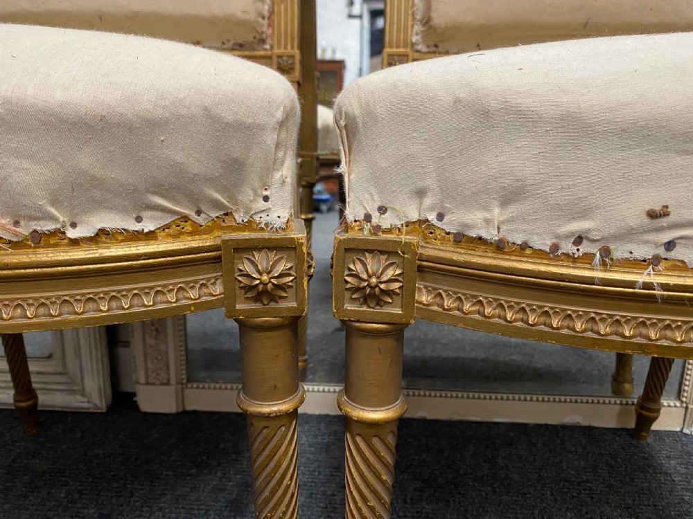 Pair French Gilt Wood Chairs View V