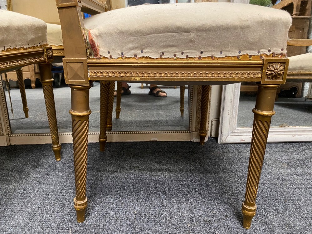 Pair French Gilt Wood Chairs View IX