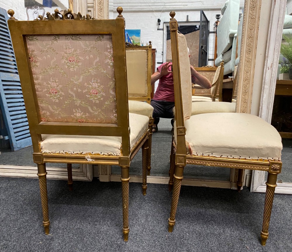 Pair French Gilt Wood Chairs View X