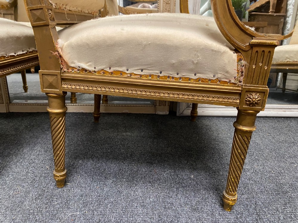 Pair French Gilt Wood Arm Chairs View X