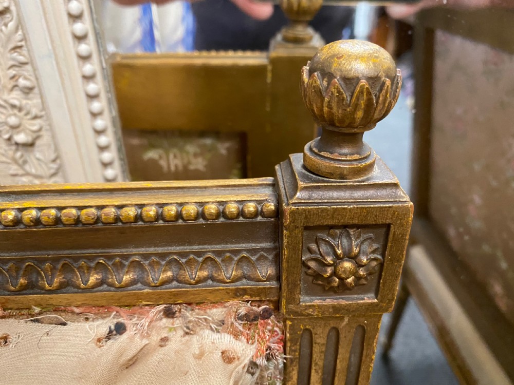 Pair French Gilt Wood Arm Chairs View XIII
