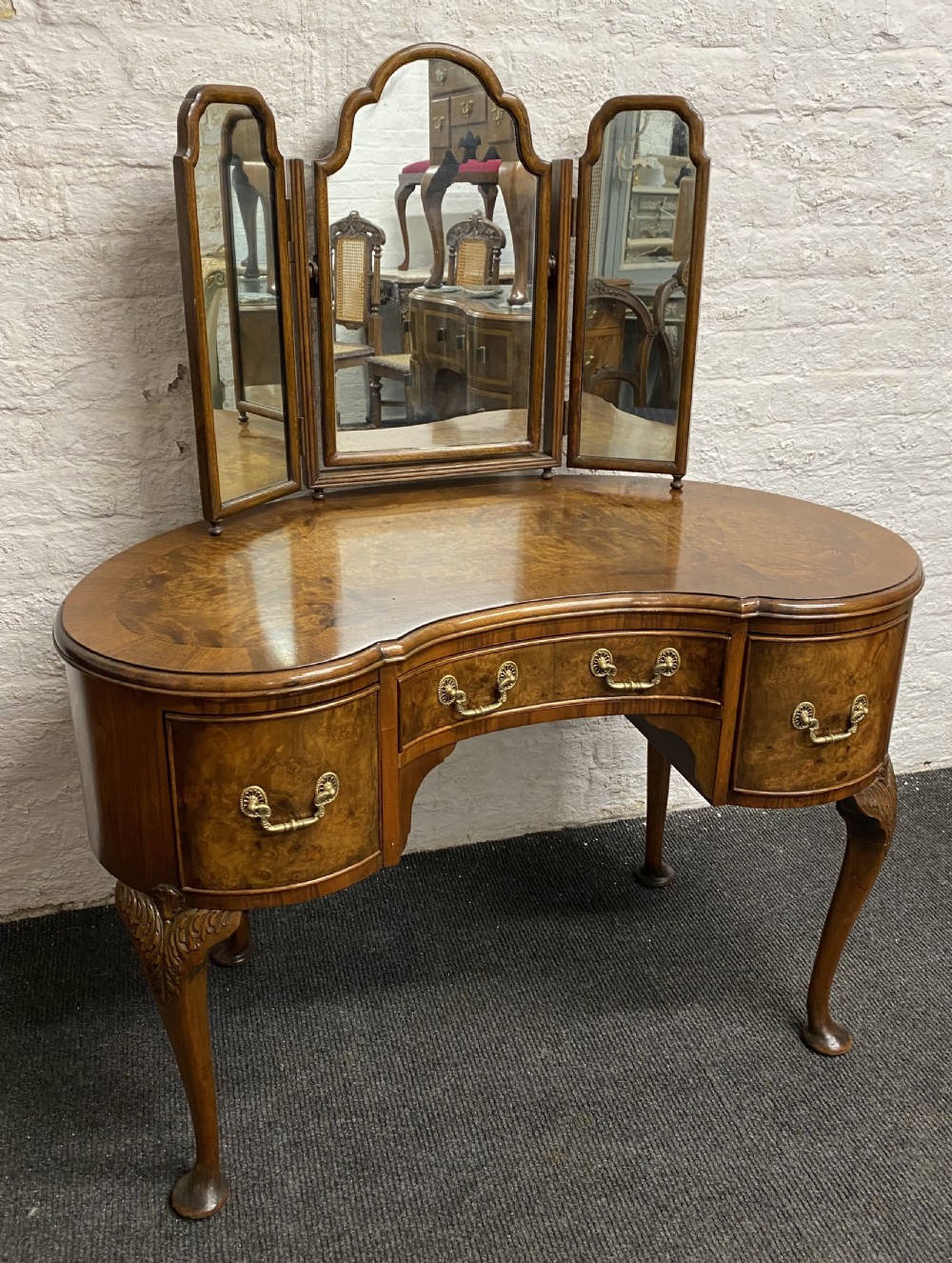 Burr Walnut Kidney Dressing Table View IV