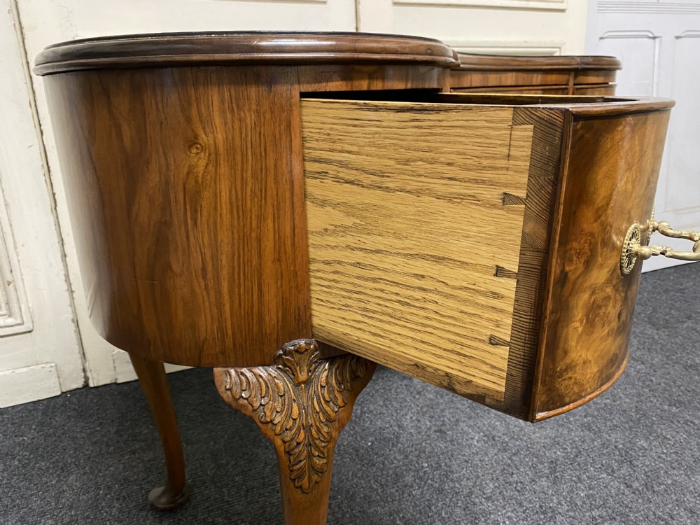 Burr Walnut Kidney Dressing Table View IX